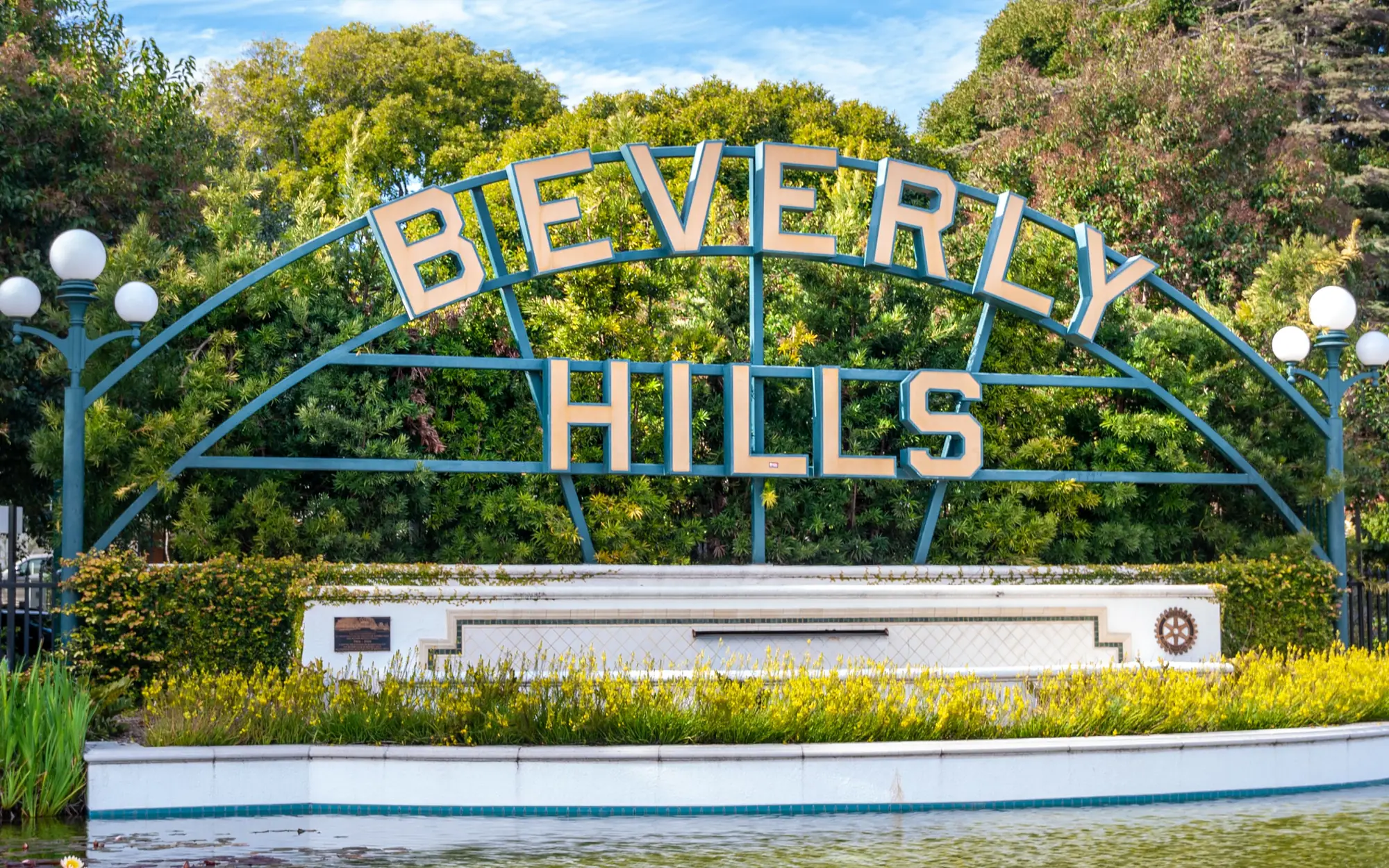 The Beverly Hills sign in Beverly Gardens Park, Beverly Hills, California