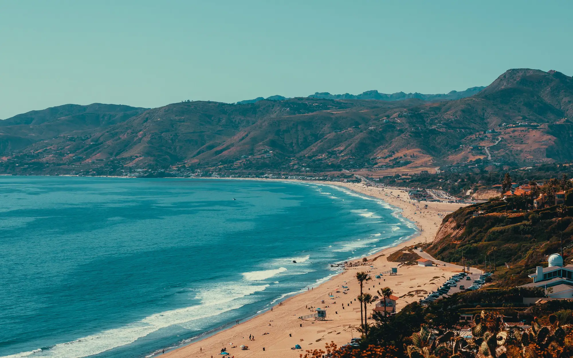 Malibu coastline and the Santa Monica Mountains from above, Malibu, California